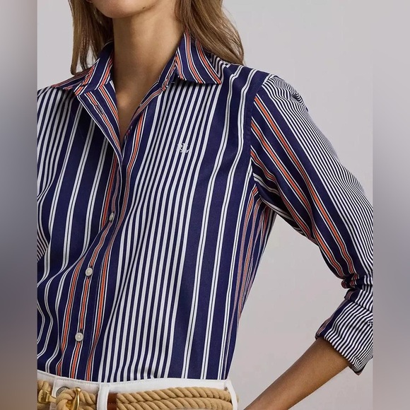 NWT Ralph Lauren Classic-Fit Striped Broadcloth Shirt Sz M - Picture 3 of 13